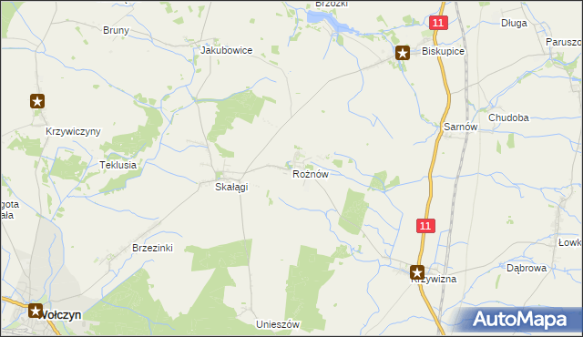 mapa Rożnów gmina Wołczyn, Rożnów gmina Wołczyn na mapie Targeo