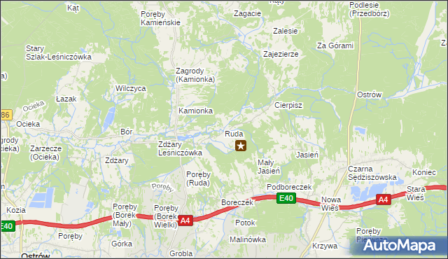 mapa Ruda gmina Sędziszów Małopolski, Ruda gmina Sędziszów Małopolski na mapie Targeo