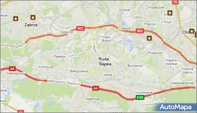 mapa Rudy Śląskiej, Ruda Śląska na mapie Targeo