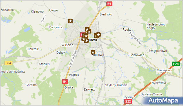 mapa Rudłowo, Rudłowo na mapie Targeo