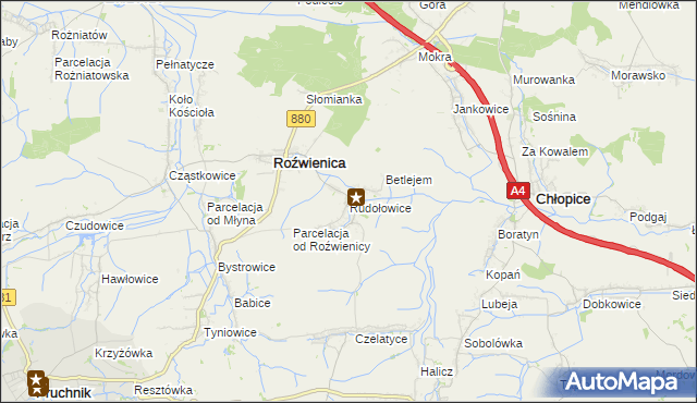 mapa Rudołowice, Rudołowice na mapie Targeo