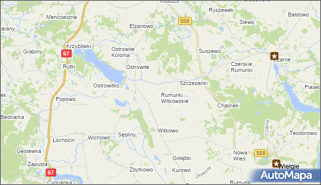 mapa Rumunki Witkowskie, Rumunki Witkowskie na mapie Targeo