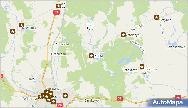 mapa Rurka gmina Chojna, Rurka gmina Chojna na mapie Targeo