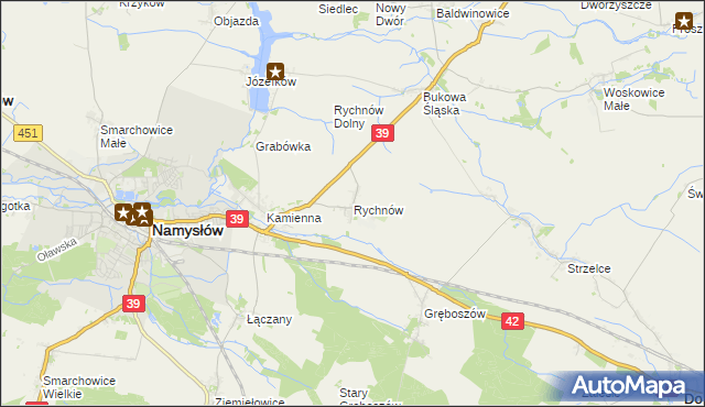 mapa Rychnów gmina Namysłów, Rychnów gmina Namysłów na mapie Targeo
