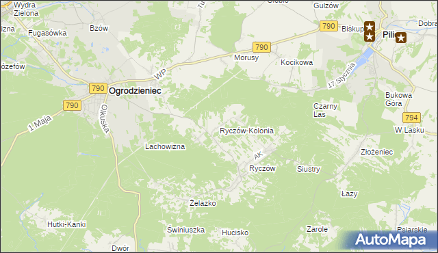 mapa Ryczów-Kolonia, Ryczów-Kolonia na mapie Targeo