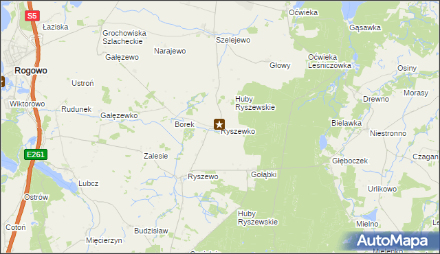 mapa Ryszewko gmina Gąsawa, Ryszewko gmina Gąsawa na mapie Targeo