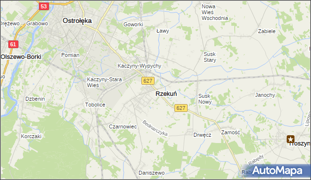 mapa Rzekuń, Rzekuń na mapie Targeo
