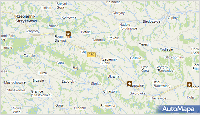 mapa Rzepiennik Suchy, Rzepiennik Suchy na mapie Targeo
