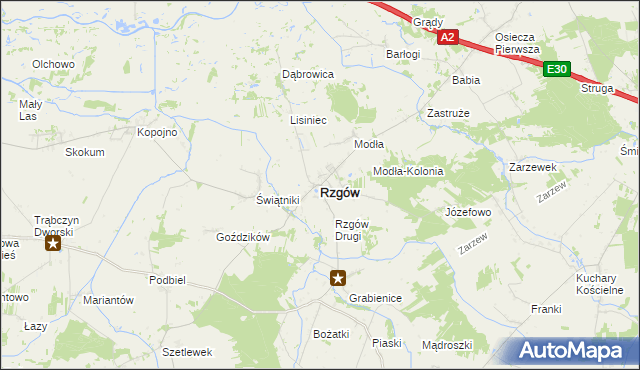 mapa Rzgów powiat koniński, Rzgów powiat koniński na mapie Targeo