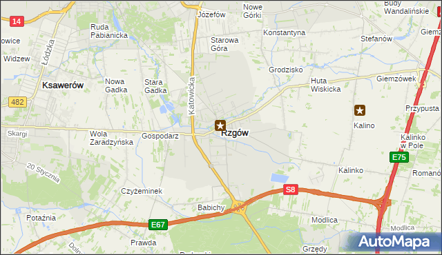 mapa Rzgów powiat łódzki wschodni, Rzgów powiat łódzki wschodni na mapie Targeo