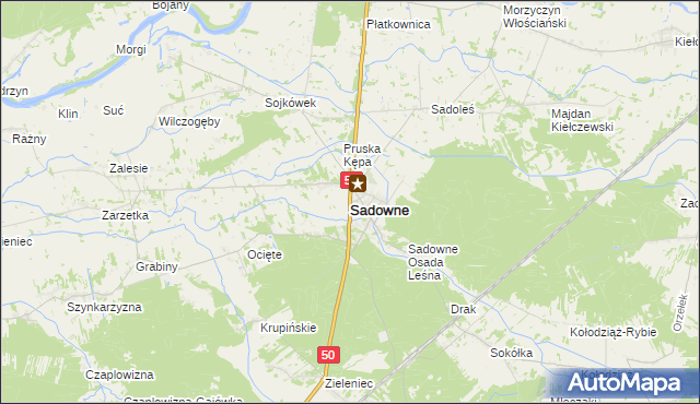 mapa Sadowne, Sadowne na mapie Targeo