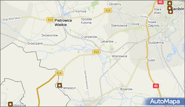 mapa Samborowice gmina Pietrowice Wielkie, Samborowice gmina Pietrowice Wielkie na mapie Targeo