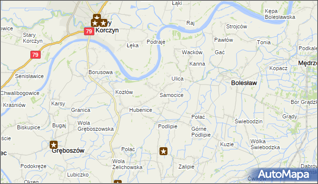 mapa Samocice, Samocice na mapie Targeo