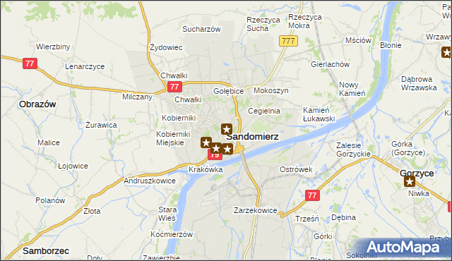 mapa Sandomierza, Sandomierz na mapie Targeo