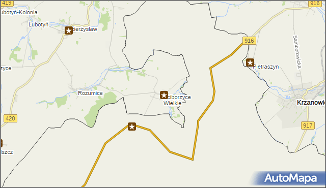 mapa Ściborzyce Wielkie, Ściborzyce Wielkie na mapie Targeo