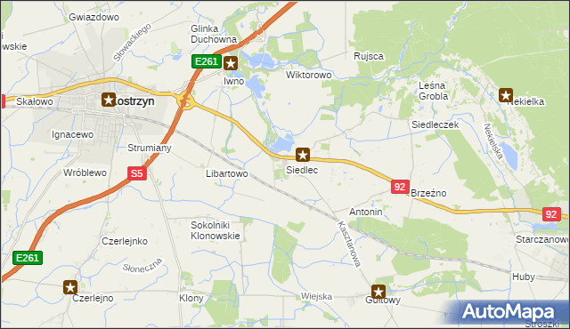 mapa Siedlec gmina Kostrzyn, Siedlec gmina Kostrzyn na mapie Targeo
