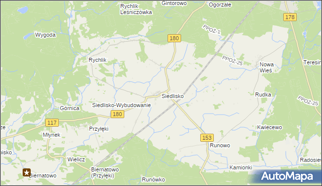mapa Siedlisko gmina Trzcianka, Siedlisko gmina Trzcianka na mapie Targeo