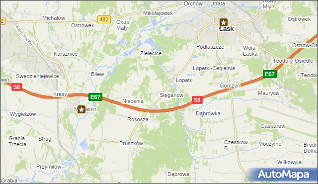 mapa Sięganów, Sięganów na mapie Targeo