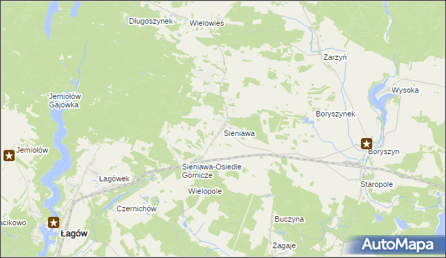 mapa Sieniawa gmina Łagów, Sieniawa gmina Łagów na mapie Targeo