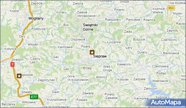 mapa Siepraw, Siepraw na mapie Targeo