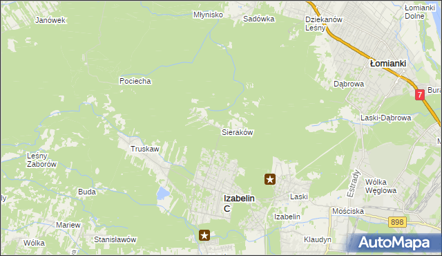 mapa Sieraków gmina Izabelin, Sieraków gmina Izabelin na mapie Targeo