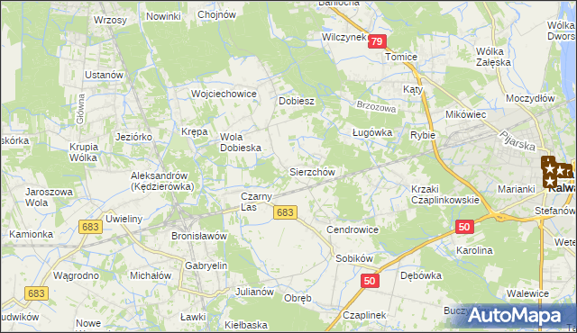 mapa Sierzchów gmina Góra Kalwaria, Sierzchów gmina Góra Kalwaria na mapie Targeo