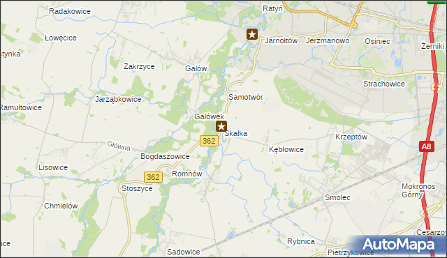 mapa Skałka gmina Kąty Wrocławskie, Skałka gmina Kąty Wrocławskie na mapie Targeo