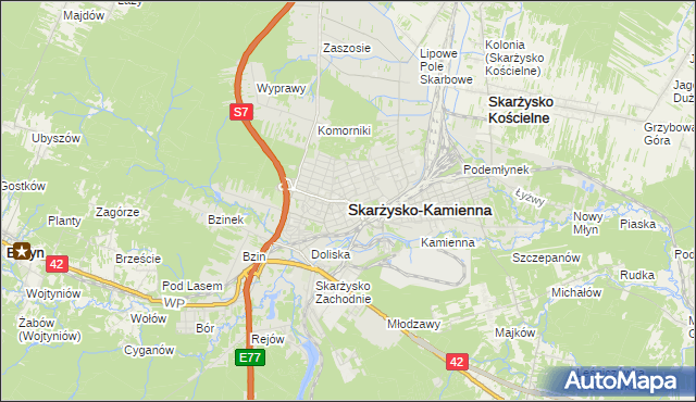 mapa Skarżysko-Kamienna, Skarżysko-Kamienna na mapie Targeo