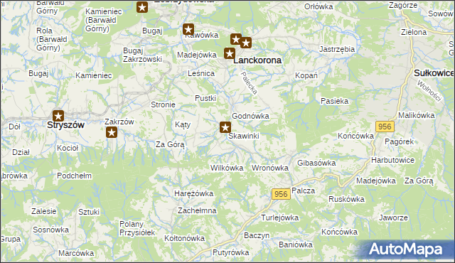 mapa Skawinki, Skawinki na mapie Targeo