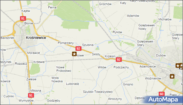 mapa Skłóty, Skłóty na mapie Targeo