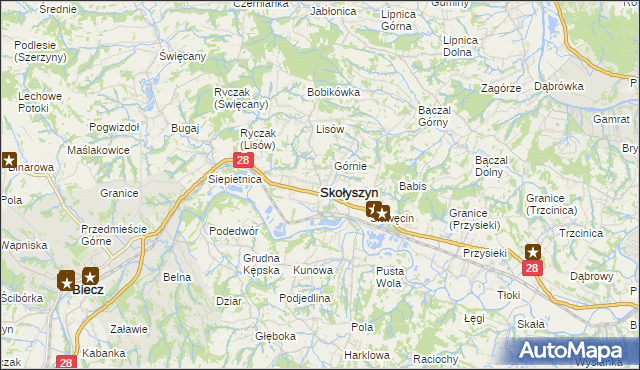 mapa Skołyszyn, Skołyszyn na mapie Targeo