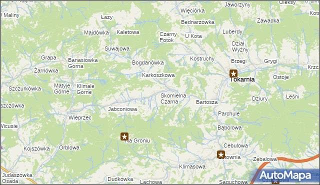 mapa Skomielna Czarna, Skomielna Czarna na mapie Targeo