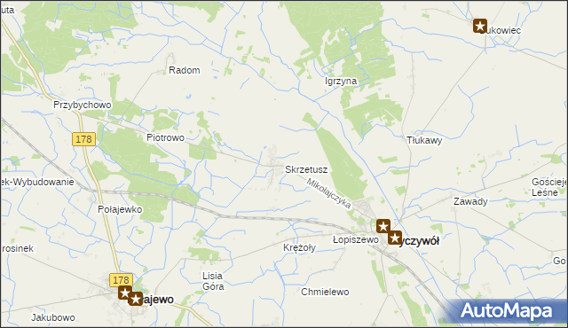 mapa Skrzetusz, Skrzetusz na mapie Targeo