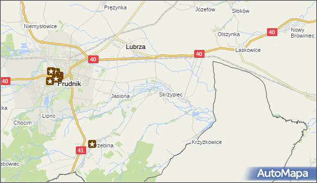 mapa Skrzypiec gmina Lubrza, Skrzypiec gmina Lubrza na mapie Targeo