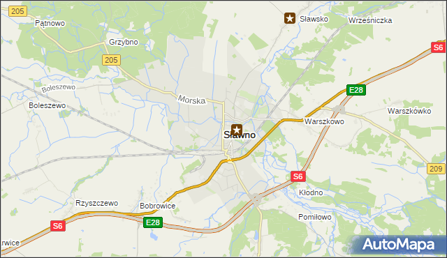 mapa Sławno, Sławno na mapie Targeo