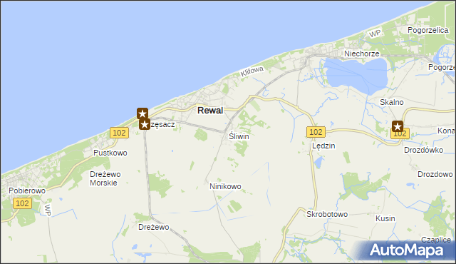 mapa Śliwin, Śliwin na mapie Targeo