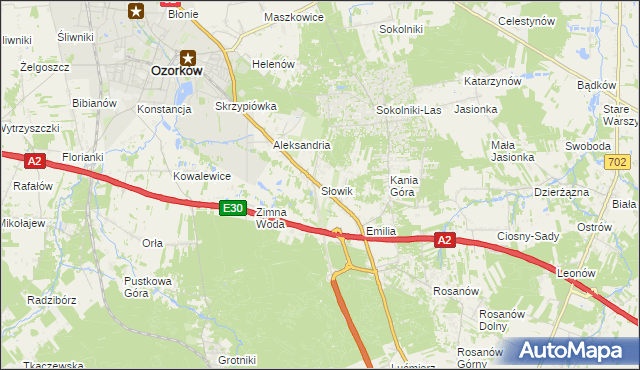 mapa Słowik gmina Zgierz, Słowik gmina Zgierz na mapie Targeo