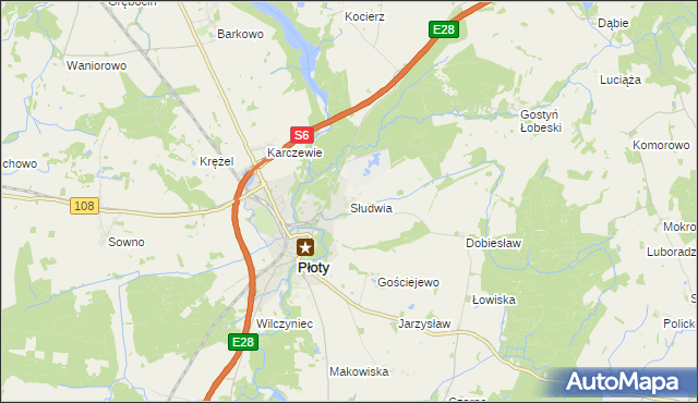 mapa Słudwia, Słudwia na mapie Targeo
