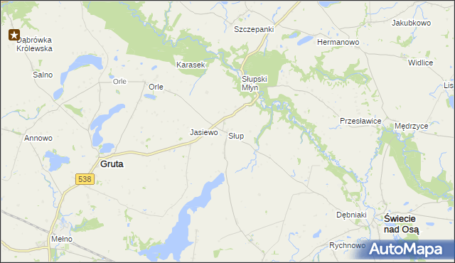 mapa Słup gmina Gruta, Słup gmina Gruta na mapie Targeo