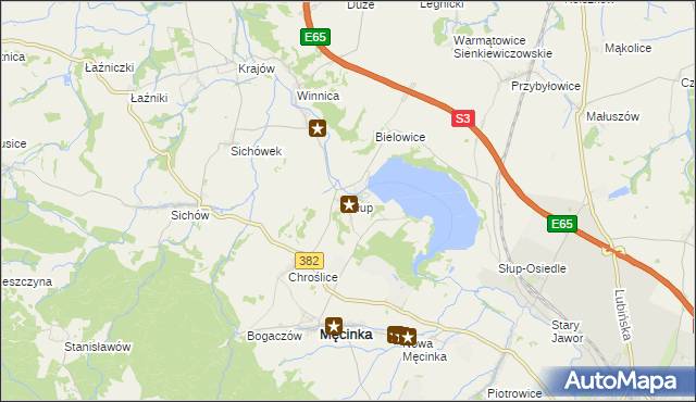 mapa Słup gmina Męcinka, Słup gmina Męcinka na mapie Targeo