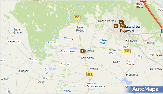 mapa Służewo gmina Aleksandrów Kujawski, Służewo gmina Aleksandrów Kujawski na mapie Targeo