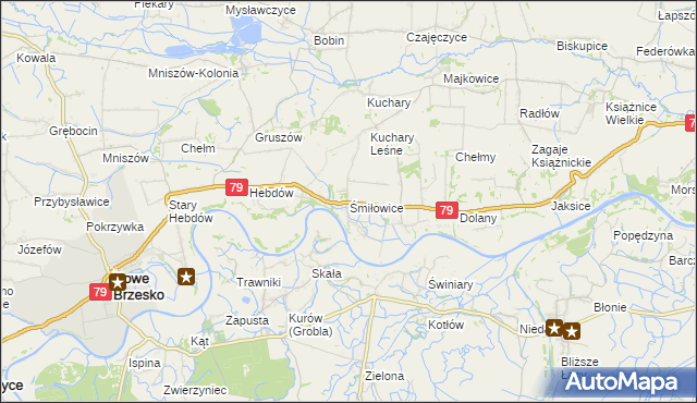 mapa Śmiłowice gmina Nowe Brzesko, Śmiłowice gmina Nowe Brzesko na mapie Targeo