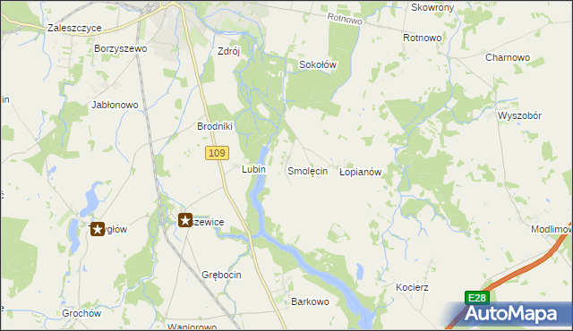 mapa Smolęcin gmina Gryfice, Smolęcin gmina Gryfice na mapie Targeo