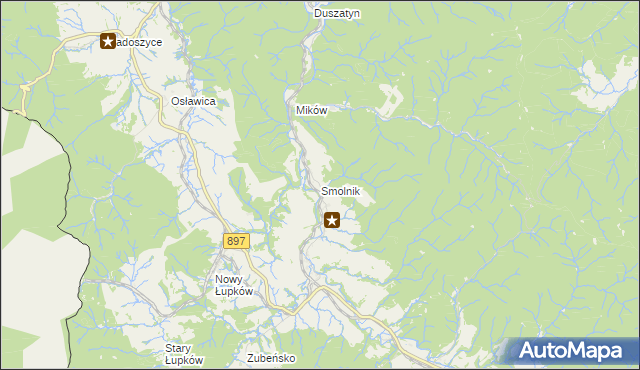 mapa Smolnik gmina Komańcza, Smolnik gmina Komańcza na mapie Targeo