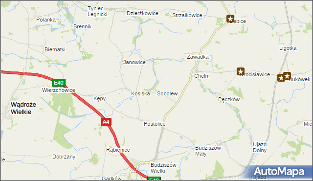 mapa Sobolew gmina Wądroże Wielkie, Sobolew gmina Wądroże Wielkie na mapie Targeo