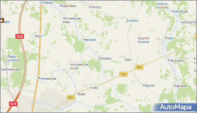 mapa Sobótka gmina Bielsk Podlaski, Sobótka gmina Bielsk Podlaski na mapie Targeo