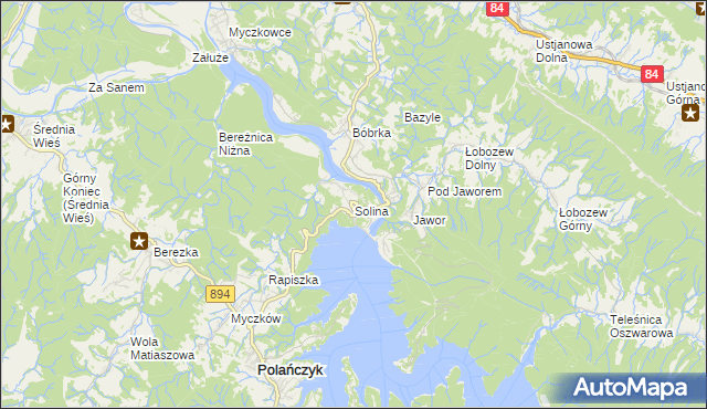 mapa Solina, Solina na mapie Targeo