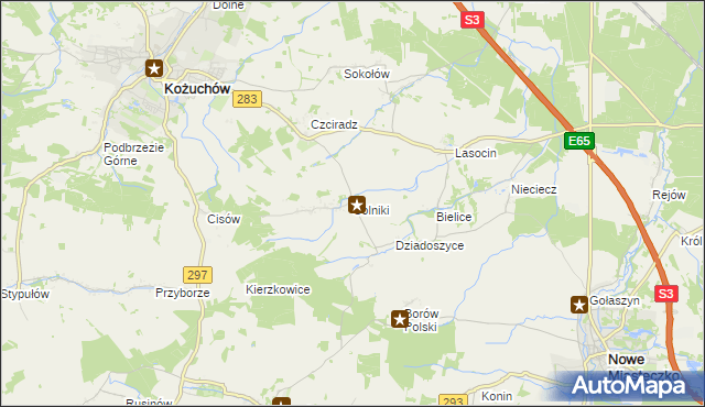mapa Solniki gmina Kożuchów, Solniki gmina Kożuchów na mapie Targeo