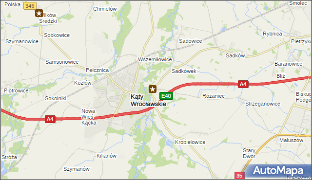 mapa Sośnica gmina Kąty Wrocławskie, Sośnica gmina Kąty Wrocławskie na mapie Targeo