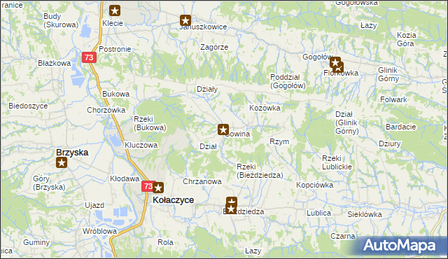 mapa Sowina gmina Kołaczyce, Sowina gmina Kołaczyce na mapie Targeo